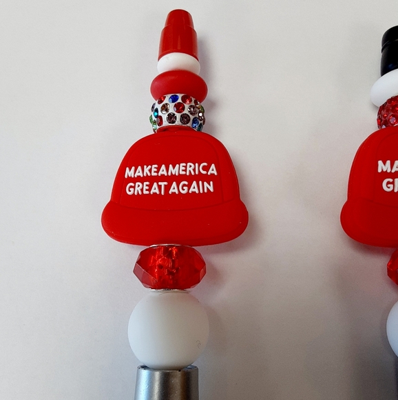 MAGA Set Of 3 - Make America Great Again - Red Hat Silicone Bead Beadable Pens - Picture 3 of 5